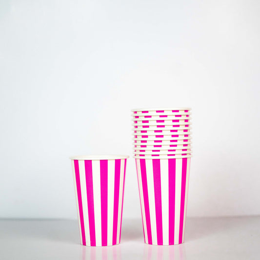 Hot Pink Striped Party Glass