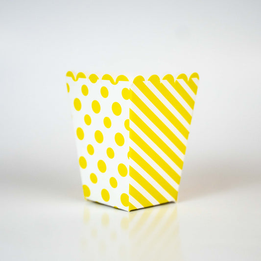 Yellow Stripes & Dots Party Popcorn Boxes 