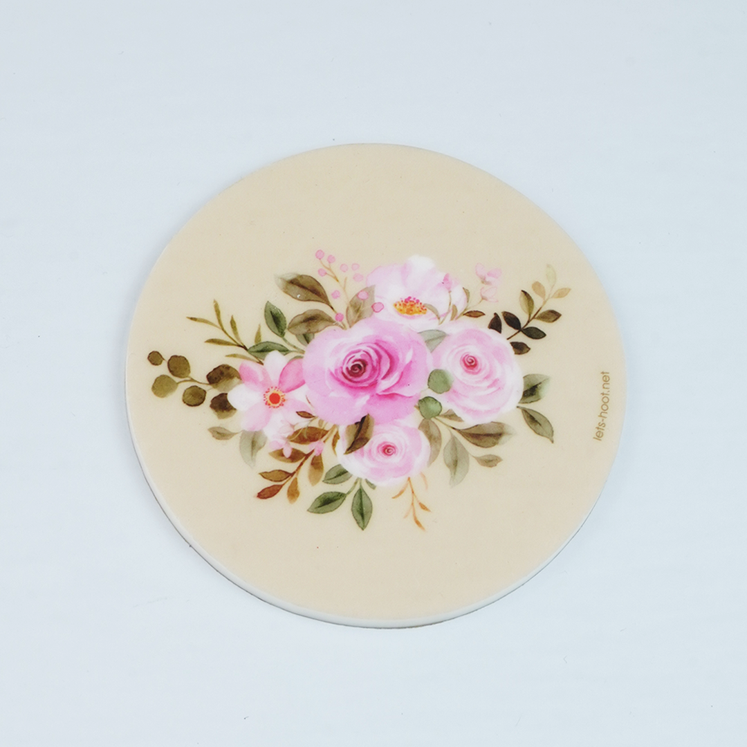 PEACH FLORAL COASTER