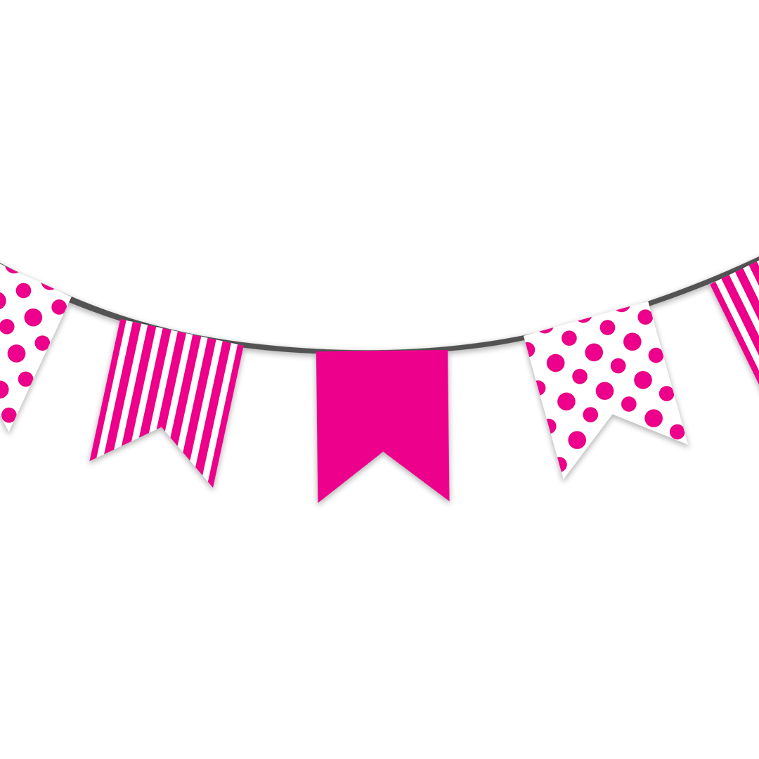 HOT PINK STRIPES & DOTS PARTY BUNTINGS