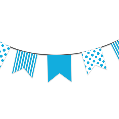 LIGHT BLUE STRIPES & DOTS PARTY BUNTINGS