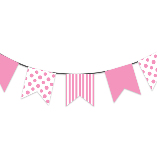 LIGHT PINK STRIPES & DOTS PARTY BUNTINGS