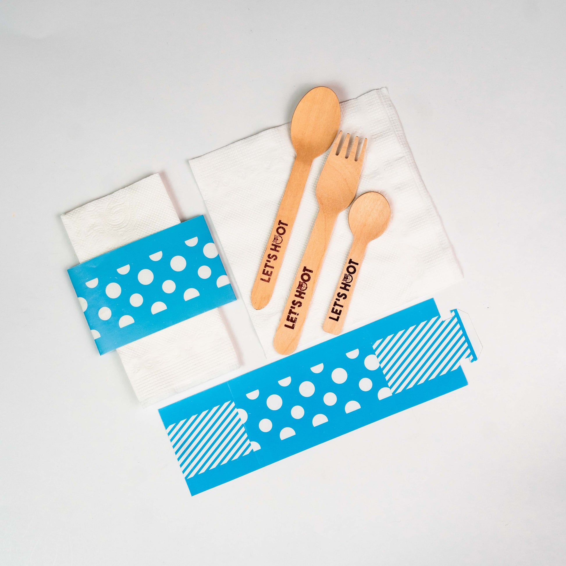 BLUE STRIPED & DOTS NAPKIN HOLDERS WITH NAPKINS