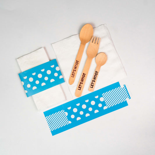 BLUE STRIPED & DOTS NAPKIN HOLDERS WITH NAPKINS