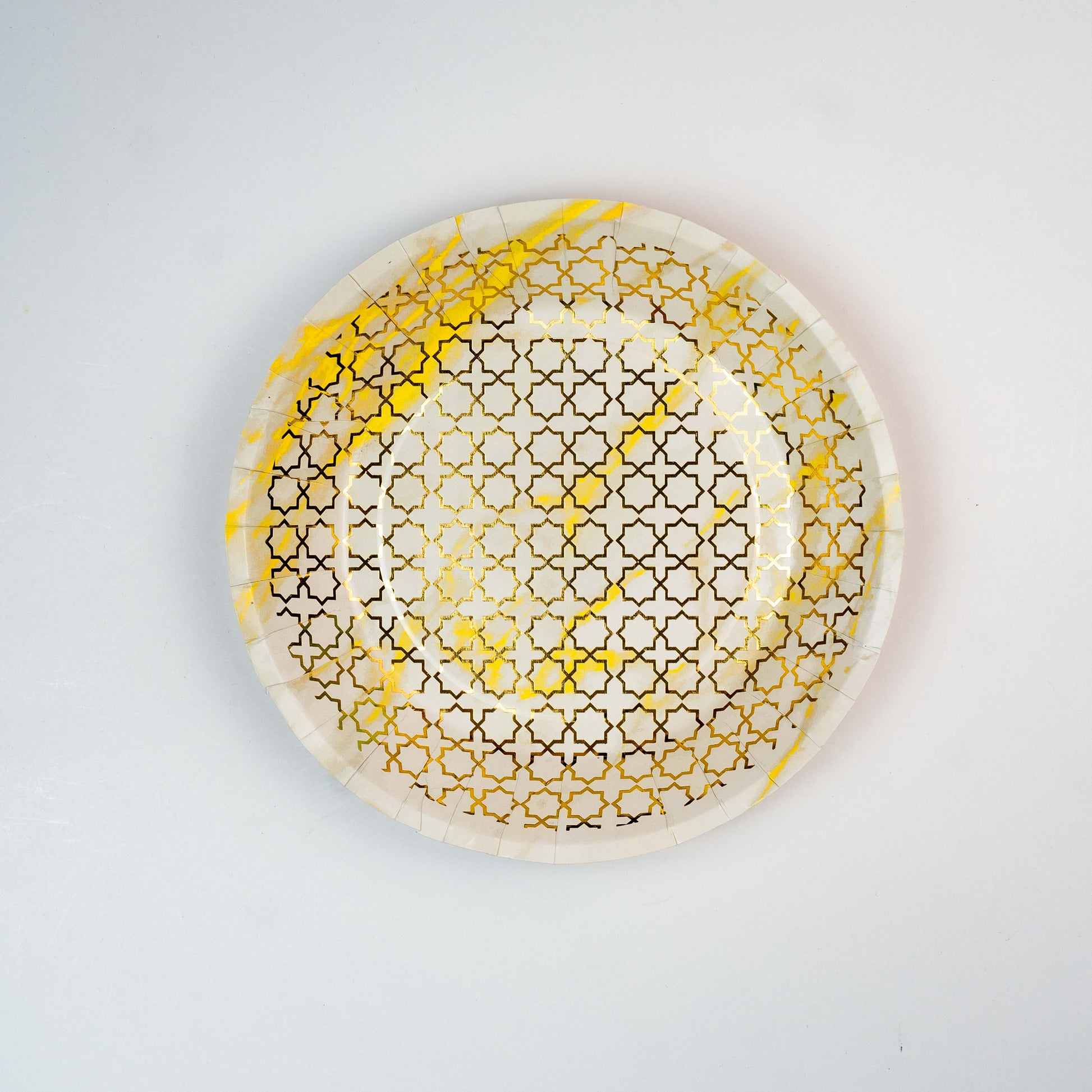 GOLD & WHITE FILIGREE PARTY PLATE - LARGE