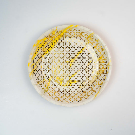 GOLD & WHITE FILIGREE PARTY PLATE - LARGE