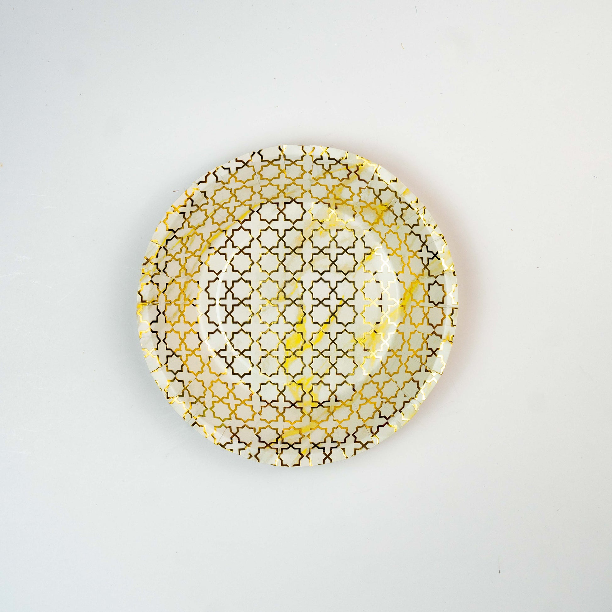 GOLD & WHITE FILIGREE PARTY PLATE - SMALL