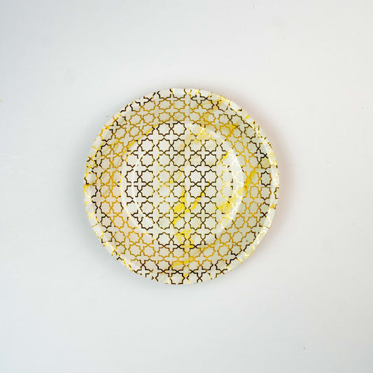 GOLD & WHITE FILIGREE PARTY PLATE - SMALL