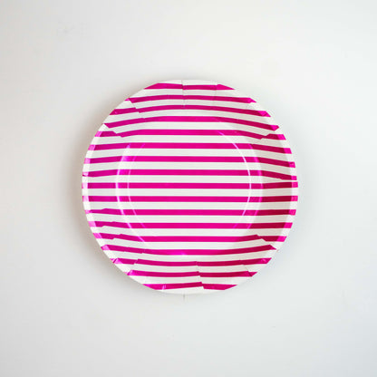 Hot Pink Striped Party Plates