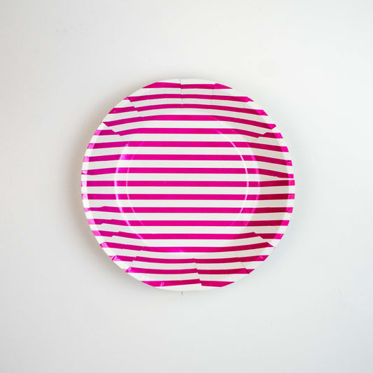 Hot Pink Striped Party Plates