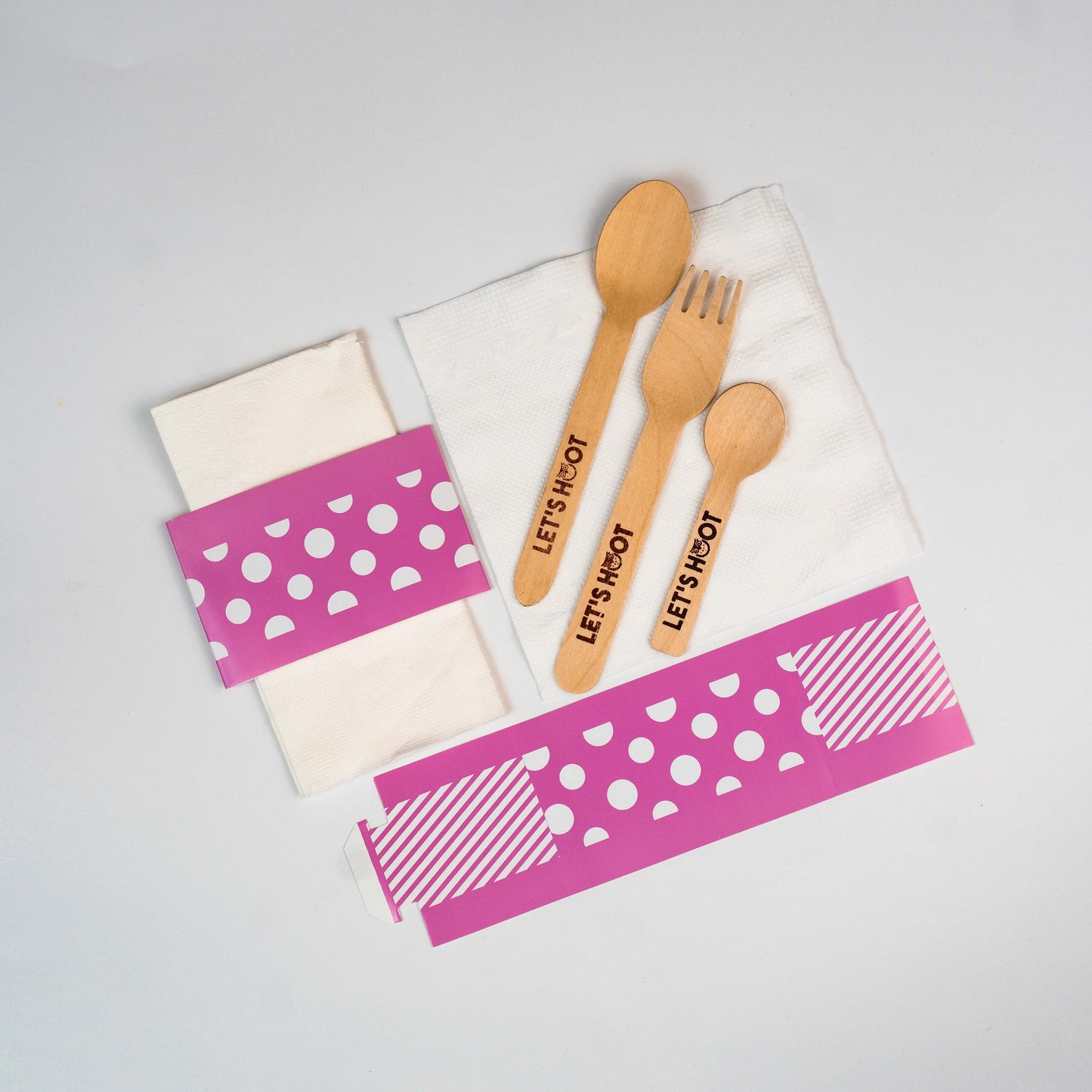 PINK STRIPED & DOTS NAPKIN HOLDERS WITH NAPKINS