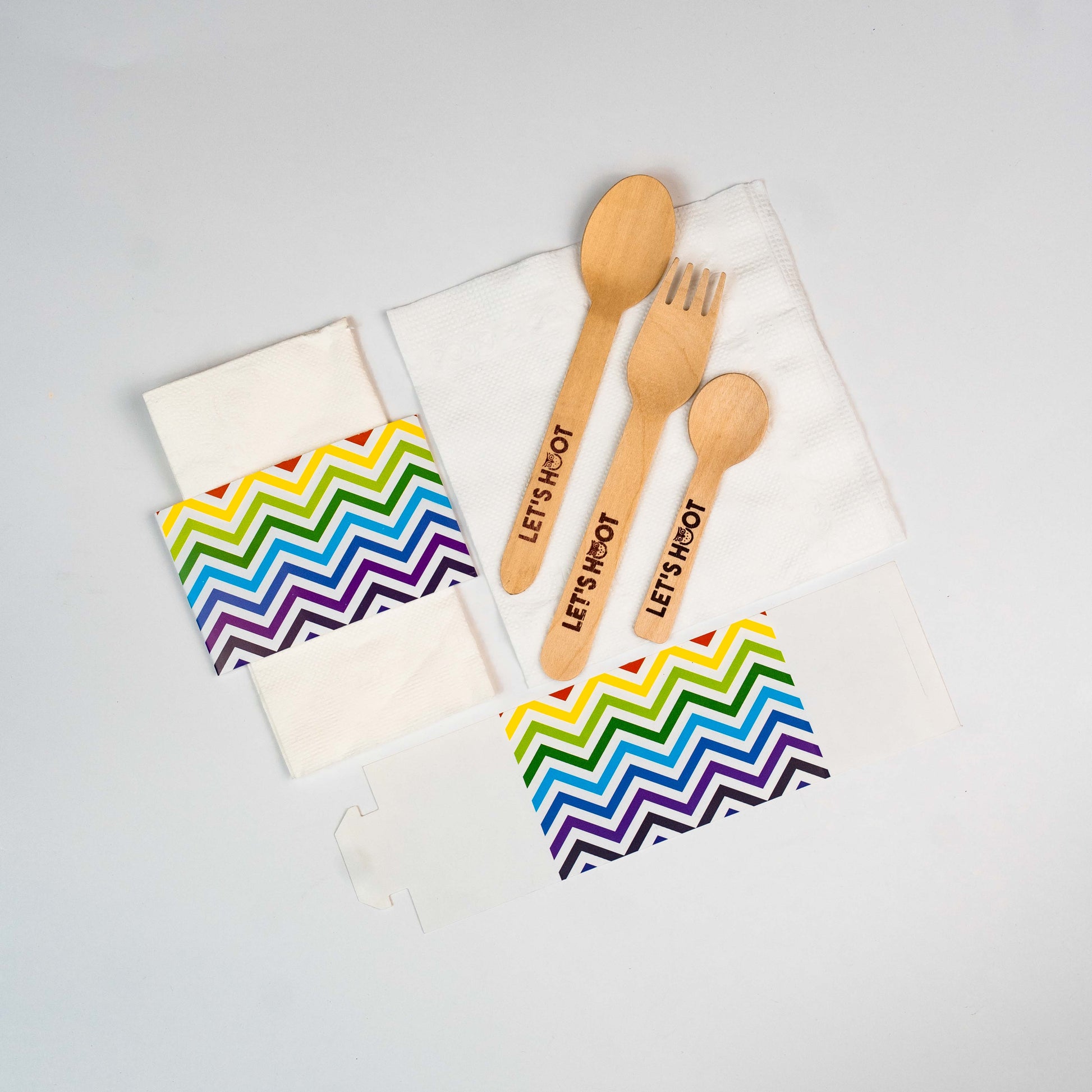 RAINBOW CHEVRON NAPKIN HOLDERS WITH NAPKINS