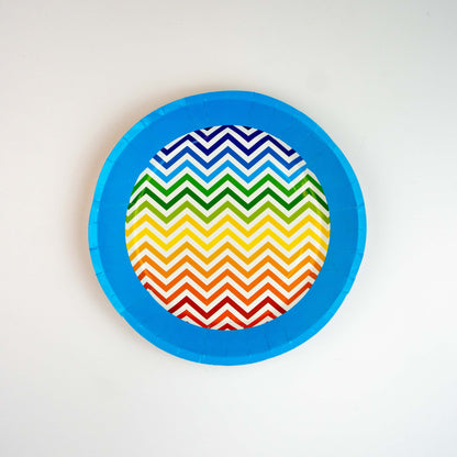 RAINBOW CHEVRON PARTY PLATES - LARGE