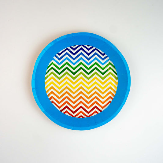 RAINBOW CHEVRON PARTY PLATES - LARGE