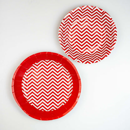 Red Chevron Party Plates